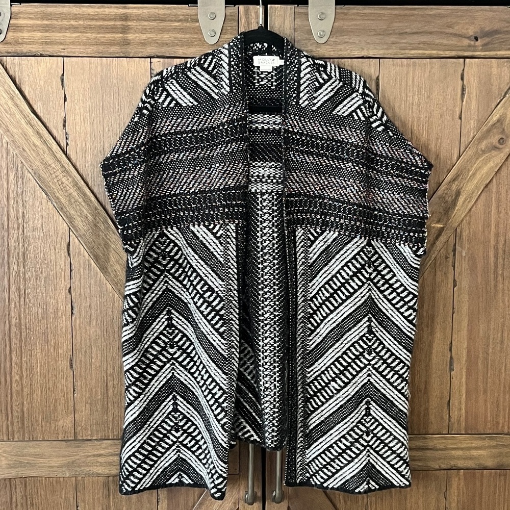 Anthropologie Molly Bracken Sally Geo Open Front Metallic Cardigan Size XS/S - Picture 2 of 8
